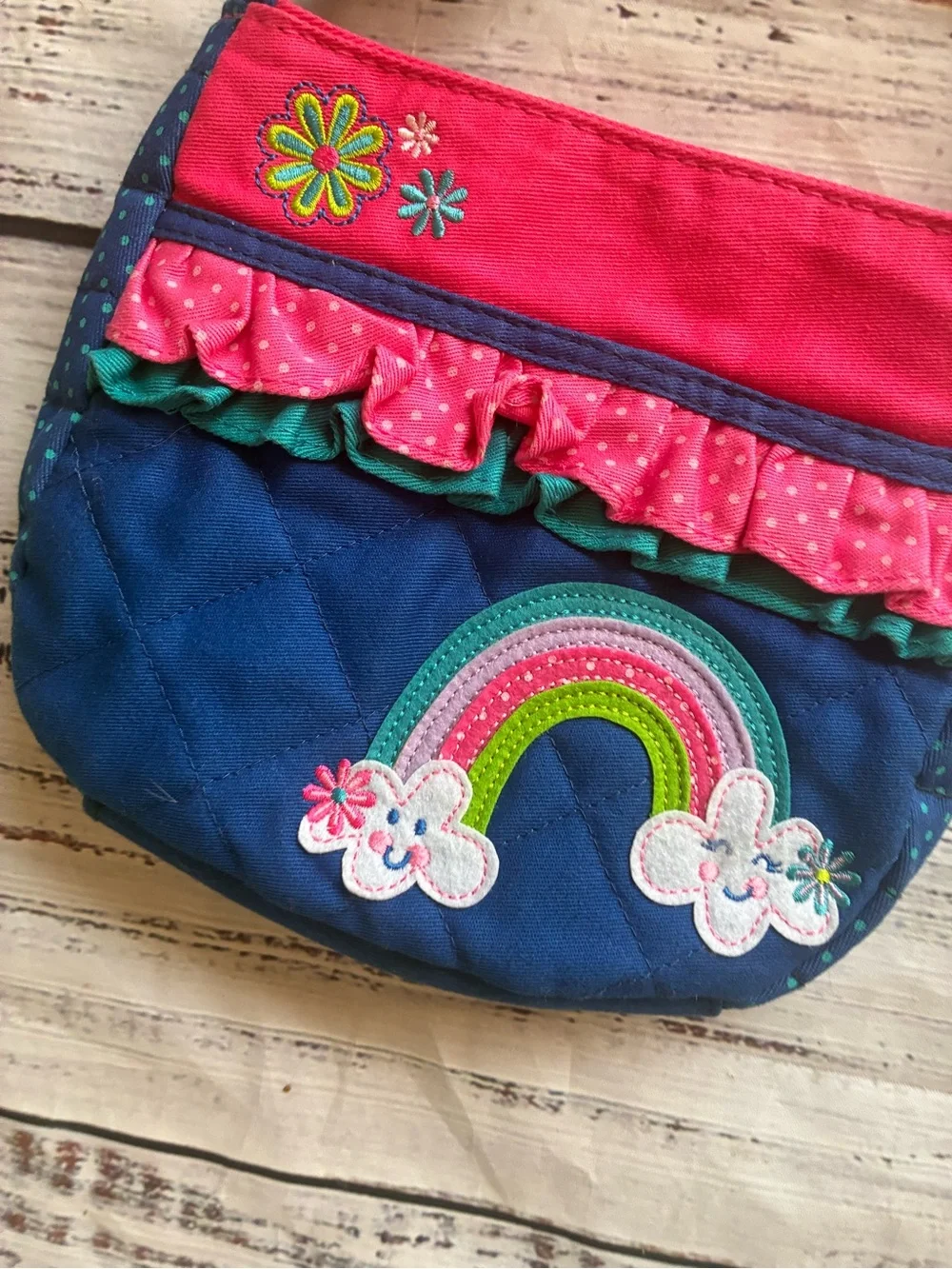 Stephen Joseph Kids Navy & Pink Rainbow Bag - Ruffle Purse for Little Girls